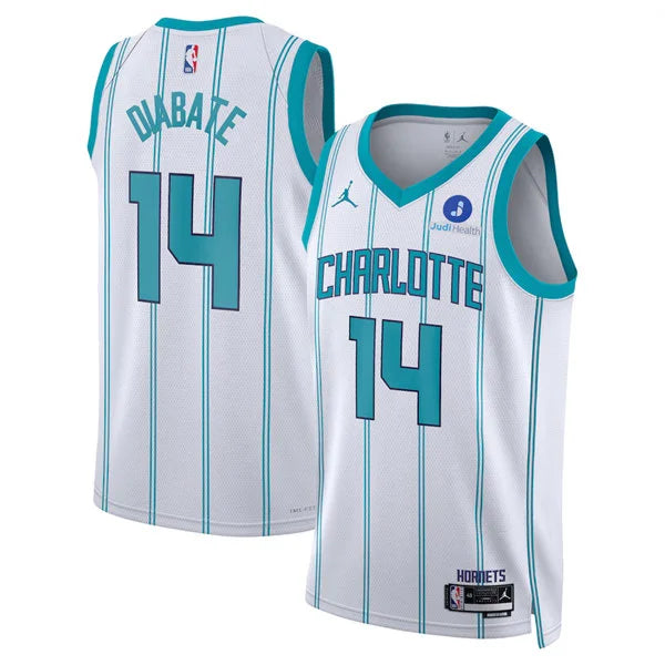 Men’s Charlotte Hornets #14 Moussa Diabate White Association Edition Swingman Jersey