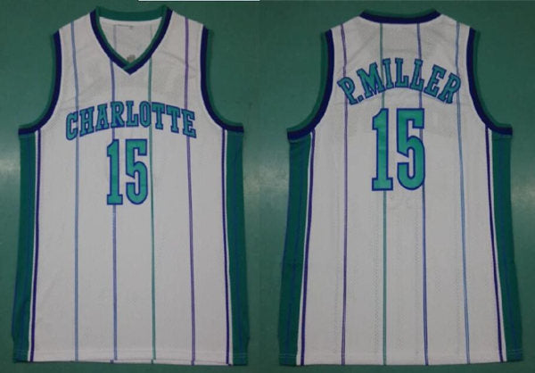 Men’s Charlotte Hornets #15 Percy Miller 1992-93 White Hardwood Classics Soul Swingman Throwback Jersey