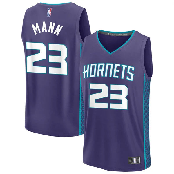 Men’s Charlotte Hornets #23 Tre Mann Purple Statement Edition Swingman Jersey