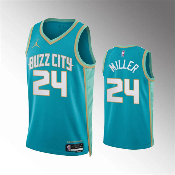 Men’s Charlotte Hornets #24 Brandon Miller 2023-24 BUZZ City Edition Swingman Jersey Teal