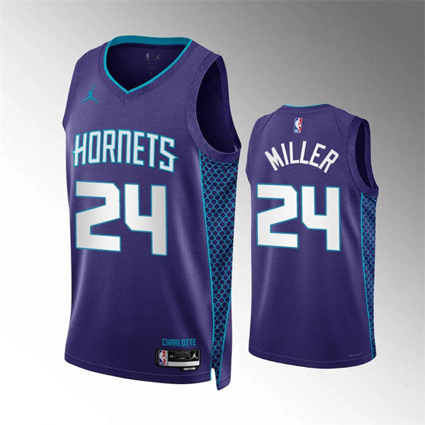 Men’s Charlotte Hornets #24 Brandon Miller 2023-24 Purple Statement Edition Jersey