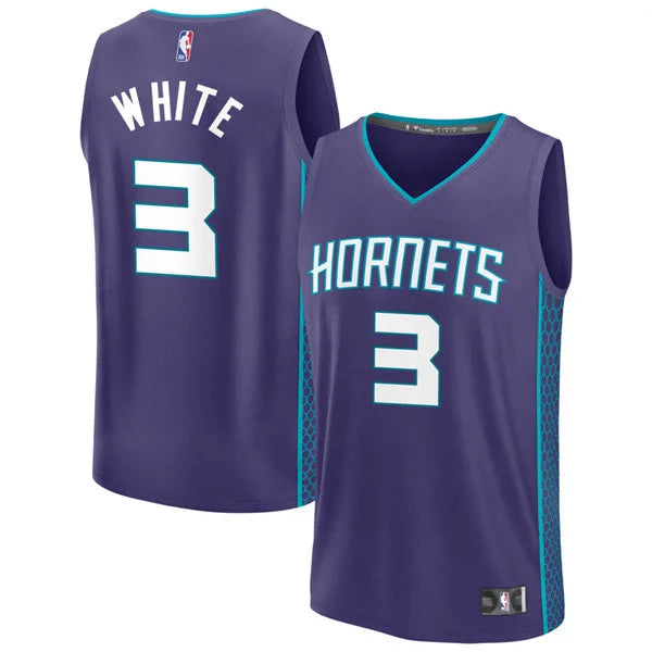 Men’s Charlotte Hornets #3 Coby White Purple Statement Edition Swingman Jersey