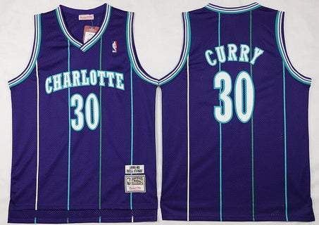 Men’s Charlotte Hornets #30 Dell Curry 1992-93 Purple Hardwood Classics Soul Swingman Throwback Jersey