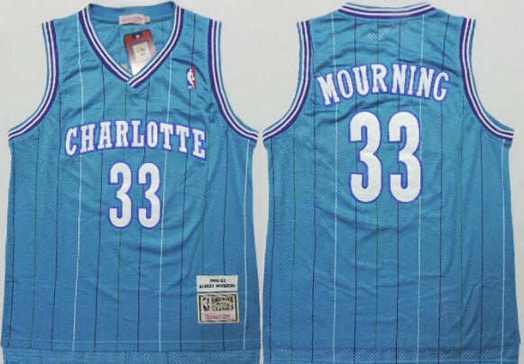 Men’s Charlotte Hornets #33 Alonzo Mourning Green Swingman Throwback Jersey