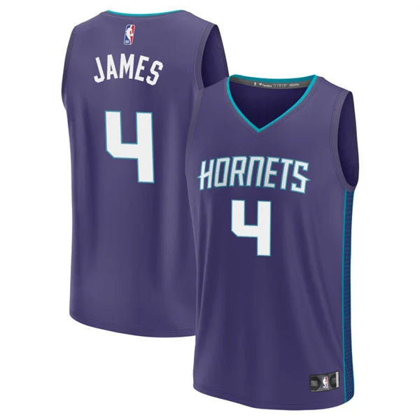 Men’s Charlotte Hornets #4 Sion James Purple Statement Edition Swingman Jersey