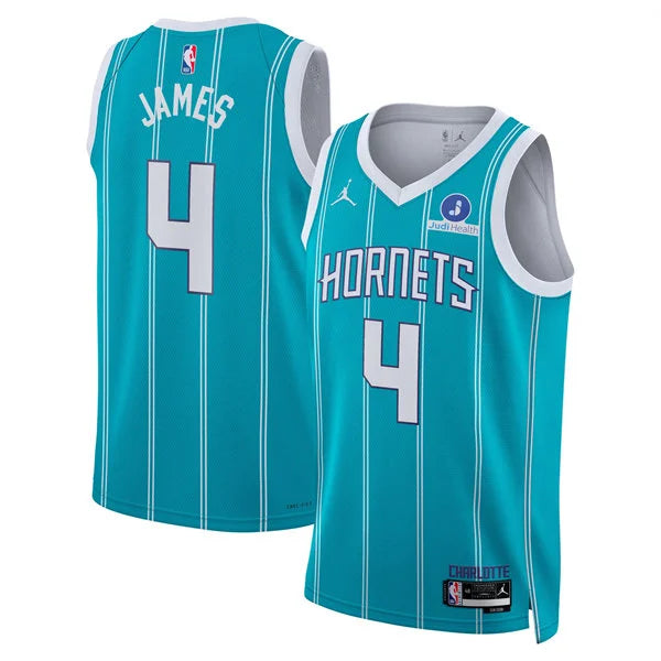 Men’s Charlotte Hornets #4 Sion James Teal Icon Edition Swingman Jersey