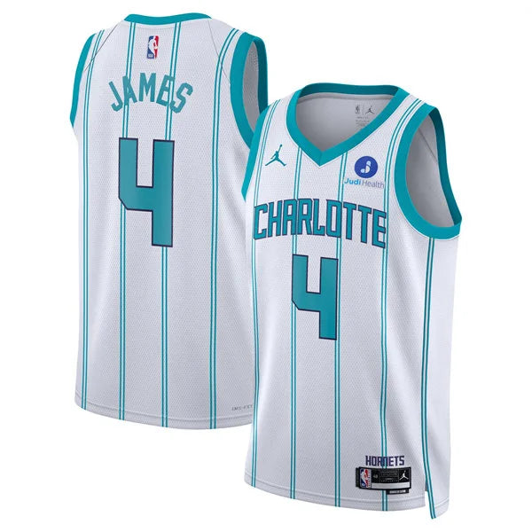 Men’s Charlotte Hornets #4 Sion James White Association Edition Swingman Jersey