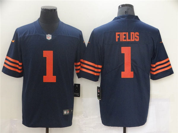 Men’s Chicago Bears #1 Justin Fields Nike Navy Orange Vapor Limited Jersey