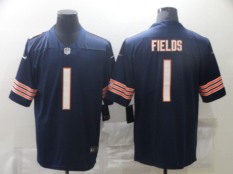 Men’s Chicago Bears #1 Justin Fields Nike Navy Vapor Limited Footbll Jersey