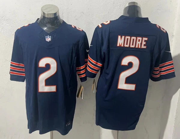 Men’s Chicago Bears #2 D.J. Moore Nike Navy Vapor Vapor F.U.S.E. Limited Jersey