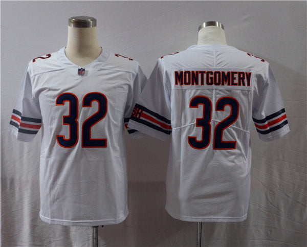 Men’s Chicago Bears #32 David Montgomery Nike White Vapor Limited Footbll Jersey