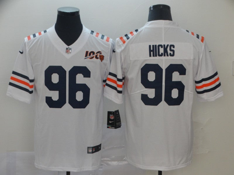 Men’s Chicago Bears #96 Akiem Hicks Nike White 100th Season Alternate Classic Limited Jersey