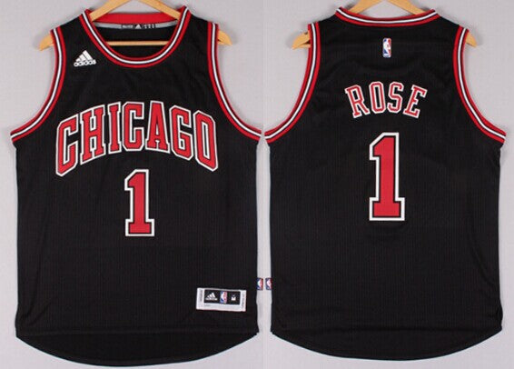 Men’s Chicago Bulls #1 Derrick Rose Revolution 30 Swingman 2015 Black Jersey
