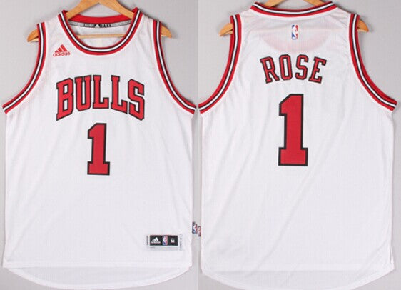 Men’s Chicago Bulls #1 Derrick Rose Revolution 30 Swingman 2015 White Jersey