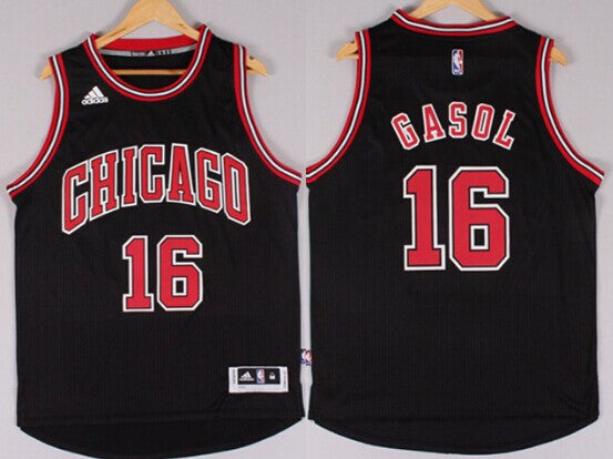 Men’s Chicago Bulls #16 Pau Gasol 2015 Revolution 30 Swingman Black Jersey