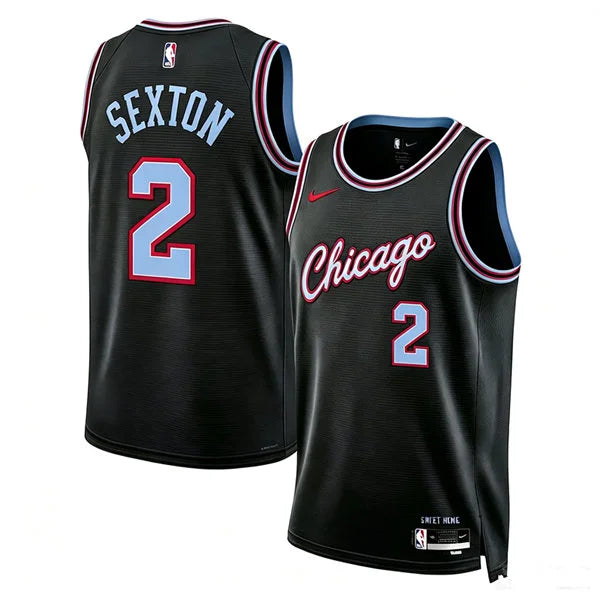 Mens Chicago Bulls #2 Collin Sexton 2025-26 Black City Edition Swingman Jersey