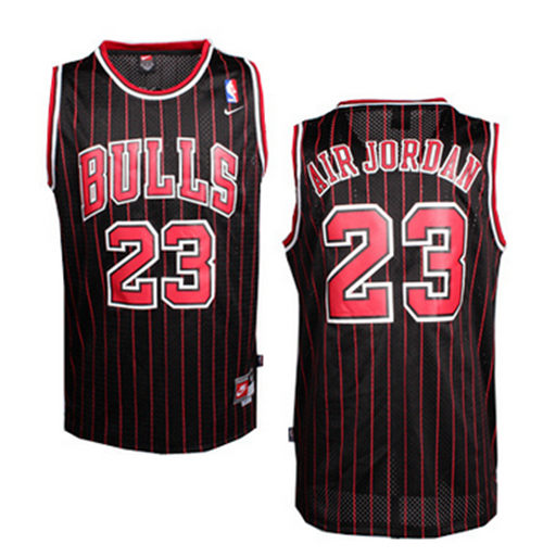Men’s Chicago Bulls #23 Michael Jordan Air Jordan Black Pinstripe Jersey