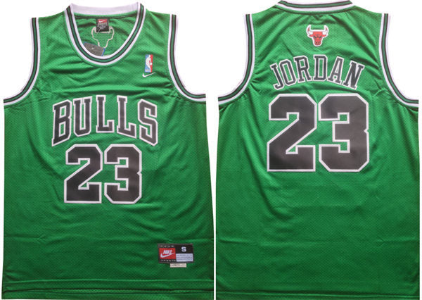 Men’s Chicago Bulls #23 Michael Jordan Nike Green St. Patrick Jersey