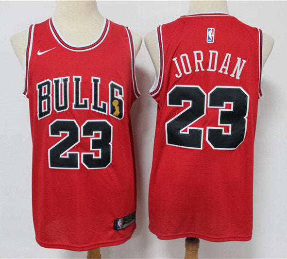 Men’s Chicago Bulls #23 Michael Jordan Nike Red NBA Larry O’Brien Championship Trophy Jersey