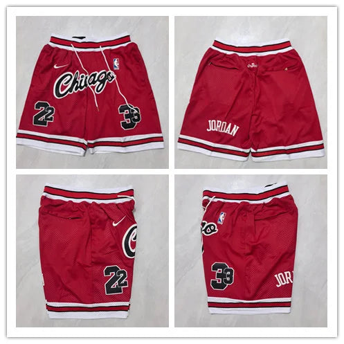 Men’s Chicago Bulls #23 Michael Jordan Nike Red Pockets Shorts