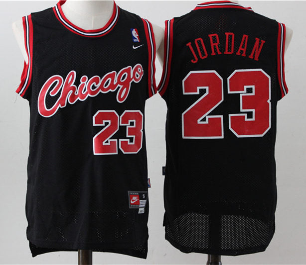 Men’s Chicago Bulls #23 Michael Jordan Swingman Black Throwback Jersey