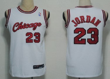 Men’s Chicago Bulls #23 Michael Jordan White Cursive Authentic Jersey