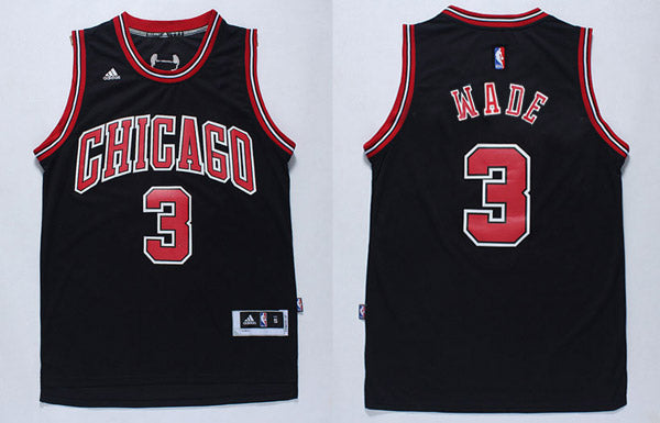 Men’s Chicago Bulls #3 Dwyane Wade Black Chicago Revolution 30 Swingman Adidas Basketball Jersey