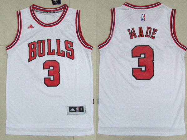 Men’s Chicago Bulls #3 Dwyane Wade White Revolution 30 Swingman Adidas Basketball Jersey
