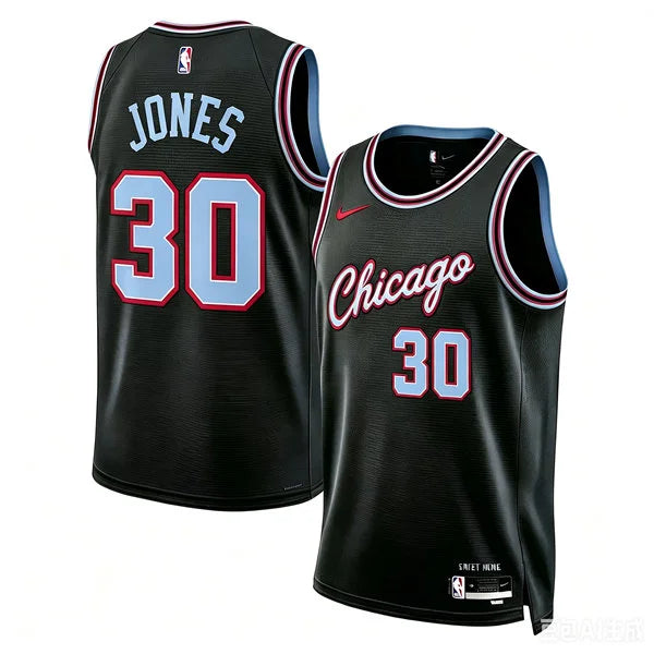 Mens Chicago Bulls #30 Tre Jones 2025-26 Black City Edition Swingman Jersey