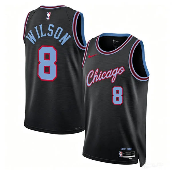 Mens Chicago Bulls #8 Caleb Wilson 2025-26 Black City Edition Swingman Jersey