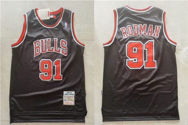 Men’s Chicago Bulls #91 Dennis Rodman Black Mesh 1997-98 Mitchell & Ness Hardwood Classics Jersey