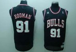 Men’s Chicago Bulls #91 Dennis Rodman Black/white Swingman Throwback