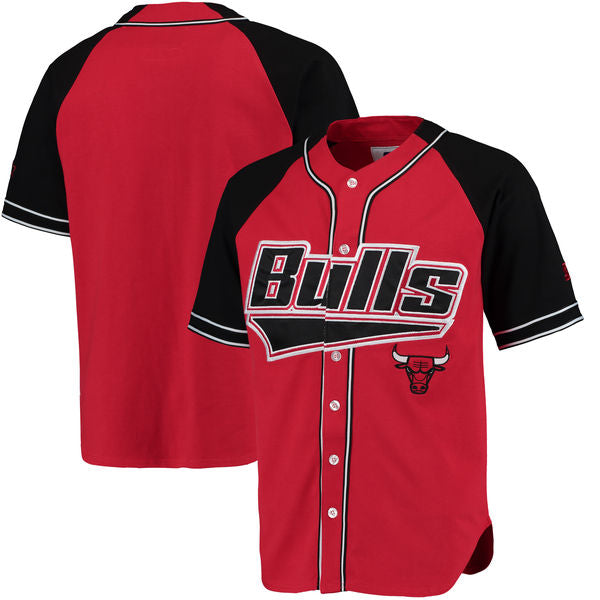 Men’s Chicago Bulls Blank Starter Red Black Baseball Jersey