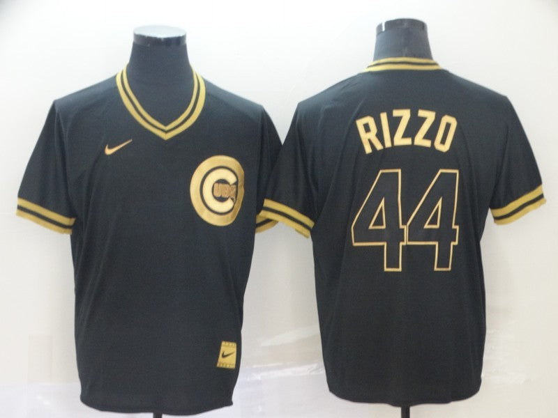 Men’s Chicago Cubs Anthony Rizzo #44 Black Stitched Jersey