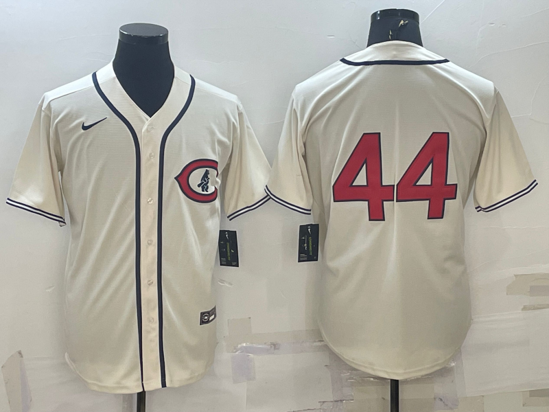 Men’s Chicago Cubs Anthony Rizzo #44 Cream Name Jersey