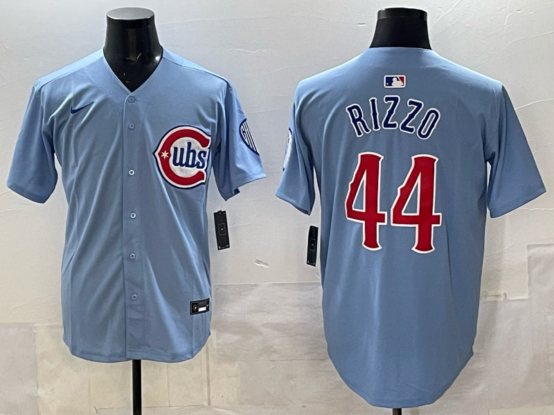 Men’s Chicago Cubs Anthony Rizzo #44 Light Blue 2nd Alternate Jersey