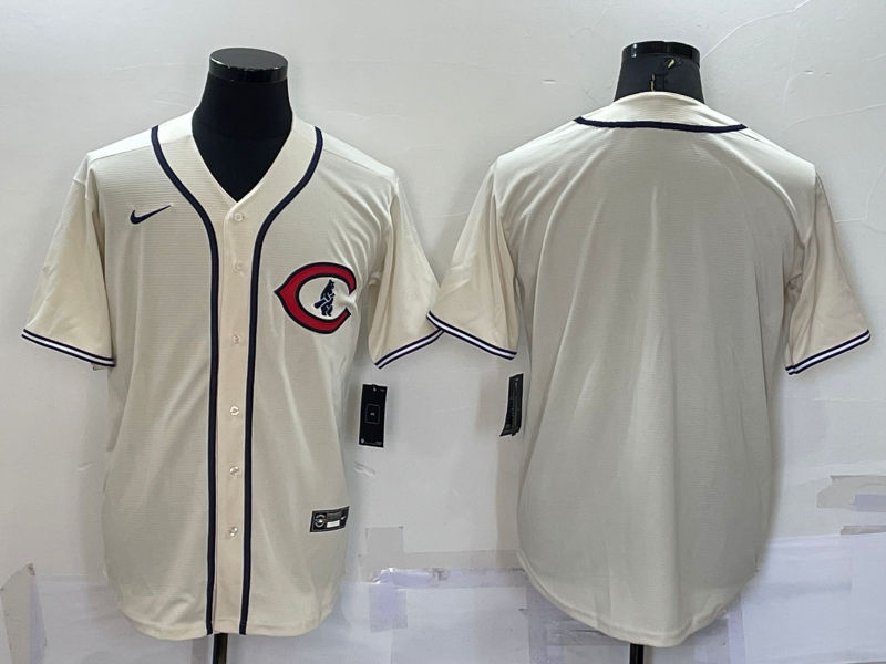 Men’s Chicago Cubs Beige Blank Jersey