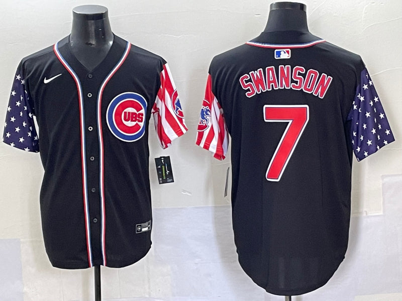 Men’s Chicago Cubs Dansby Swanson #7 Black Jersey