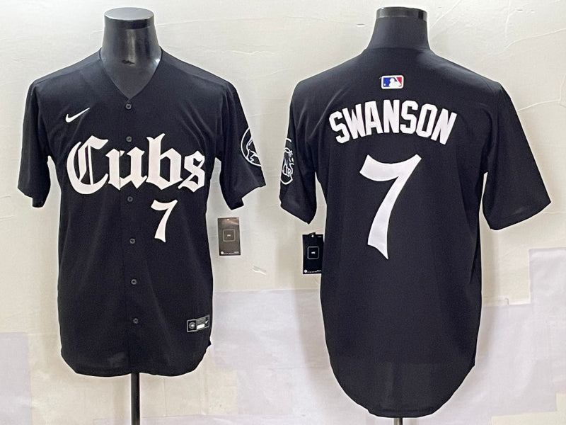 Men’s Chicago Cubs Dansby Swanson #7 Black Jersey