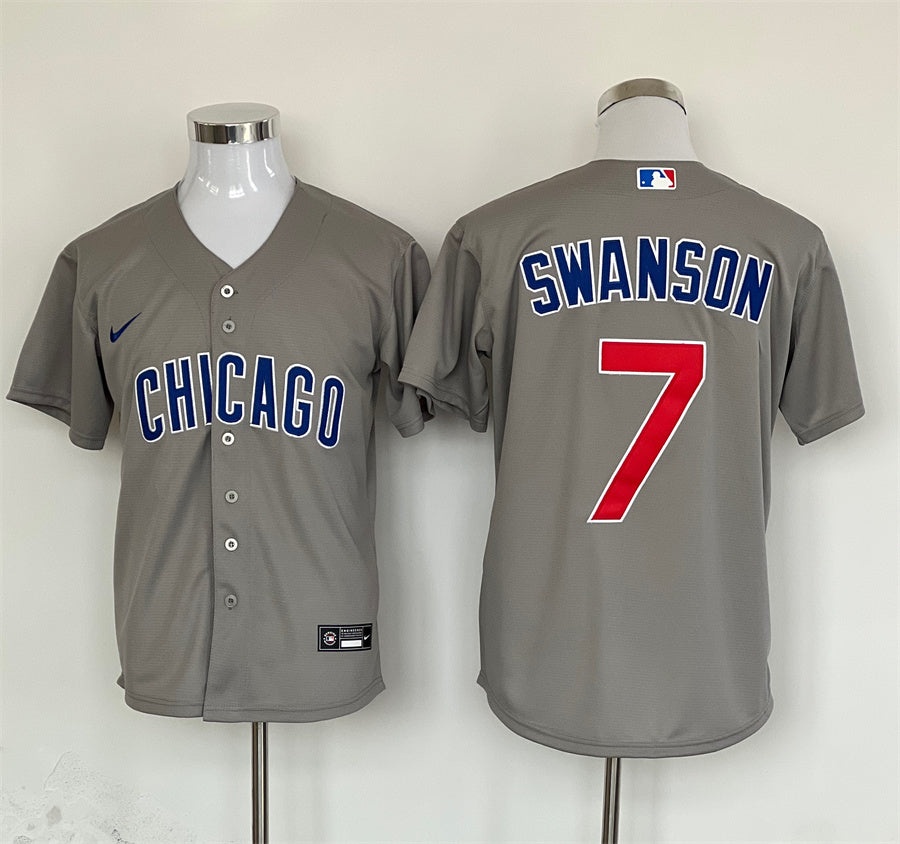 Men’s Chicago Cubs Dansby Swanson #7 Gray Jersey
