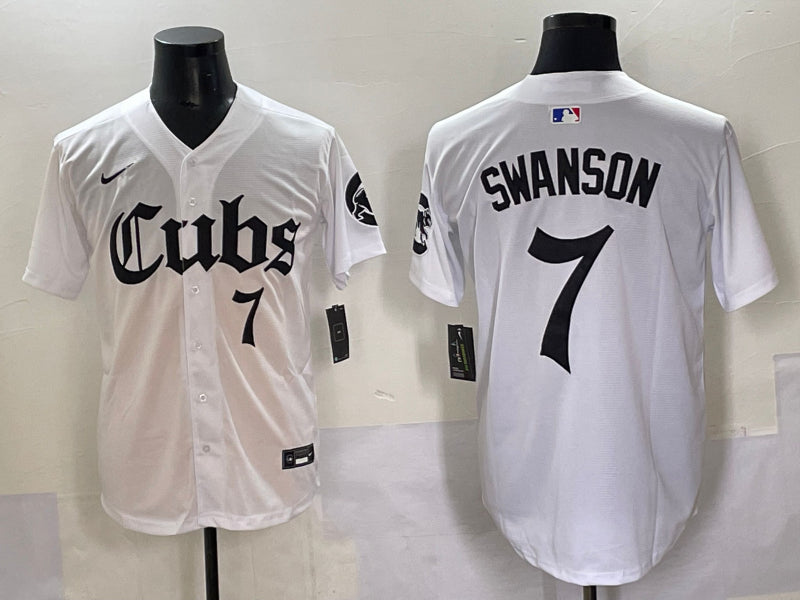 Men’s Chicago Cubs Dansby Swanson #7 White Jersey