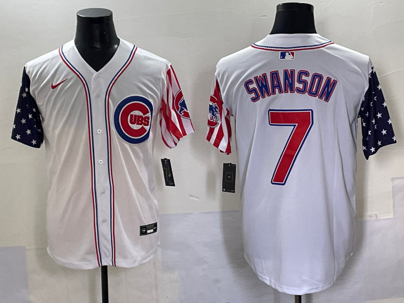 Men’s Chicago Cubs Dansby Swanson #7 White Jersey