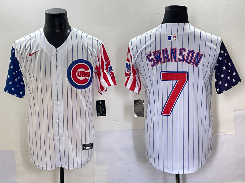 Men’s Chicago Cubs Dansby Swanson #7 White Jersey