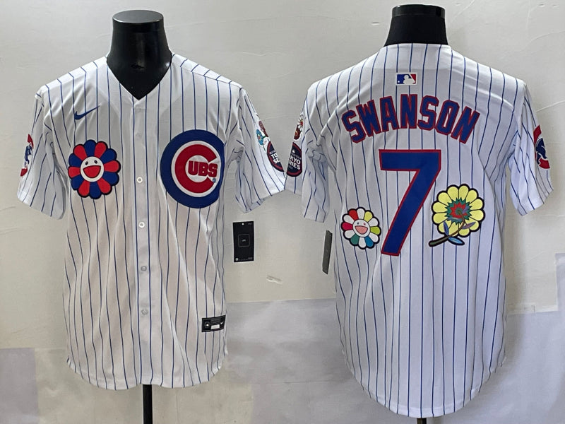 Men’s Chicago Cubs Dansby Swanson #7 White Limited Jersey