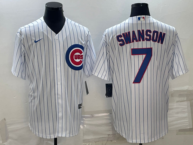 Men’s Chicago Cubs Dansby Swanson White Home Jersey