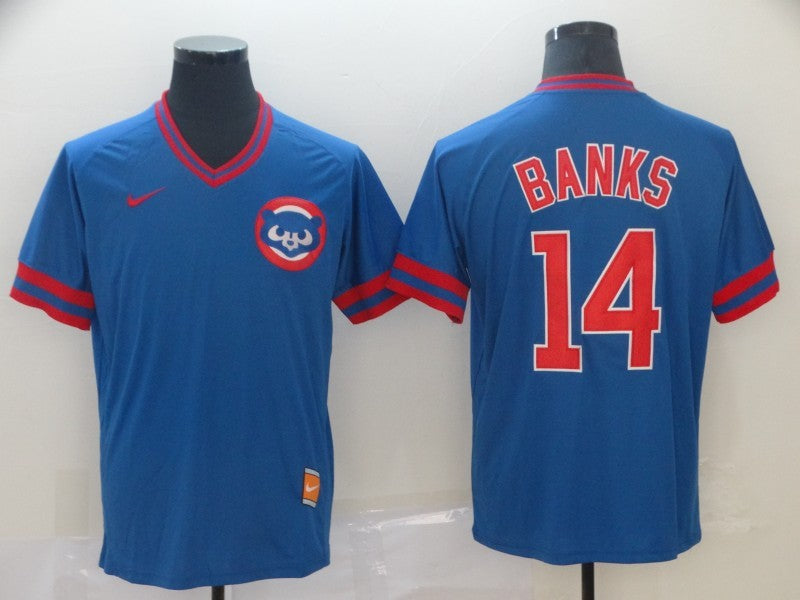 Men’s Chicago Cubs Ernie Banks #14 Blue Jersey