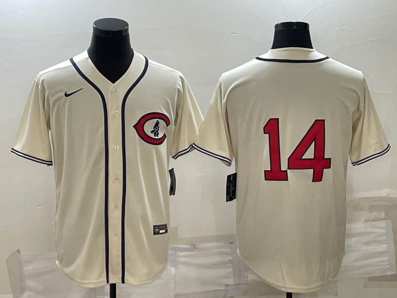 Men’s Chicago Cubs Ernie Banks #14 Cream Name Jersey