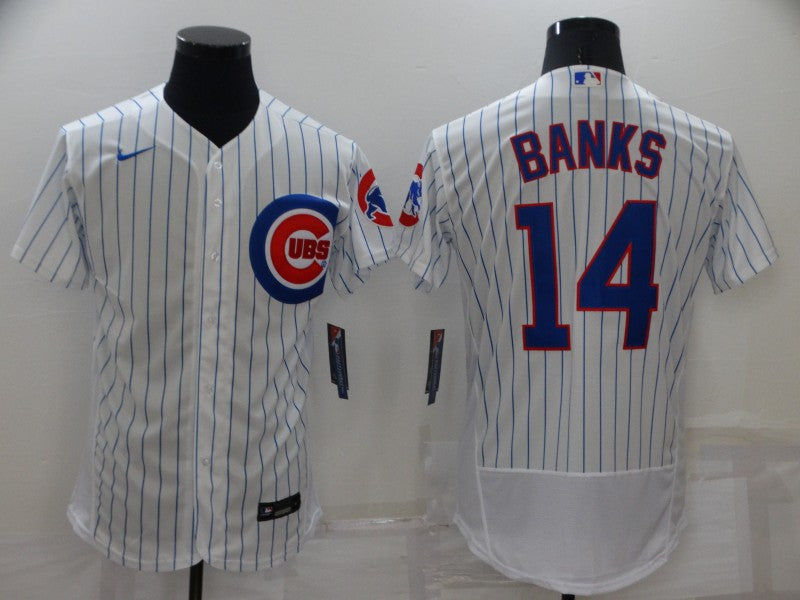 Men’s Chicago Cubs Ernie Banks #14 White Baseball Jersey