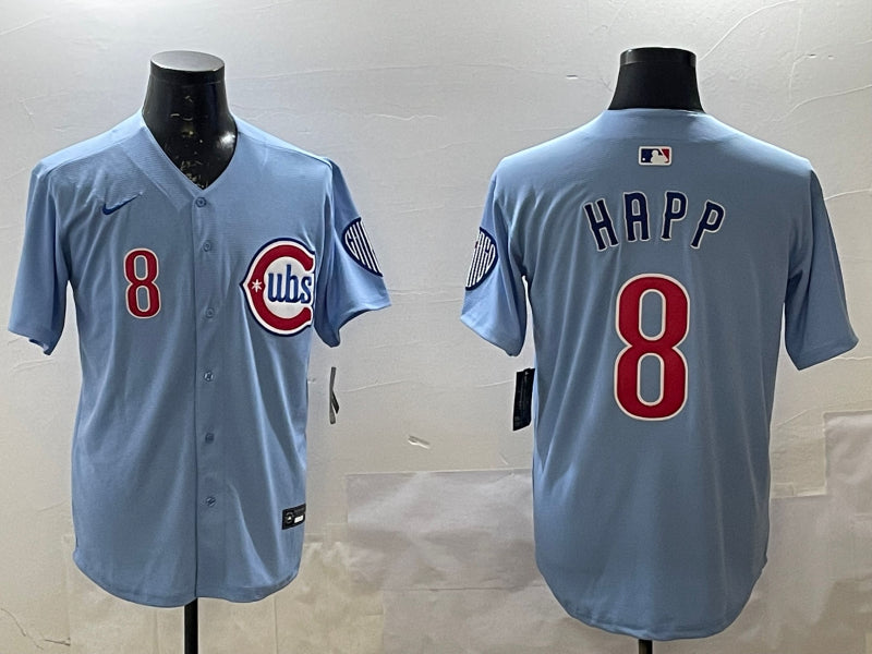 Men’s Chicago Cubs Ian Happ #8 Baby Blue 2nd Alternate Limited Jersey