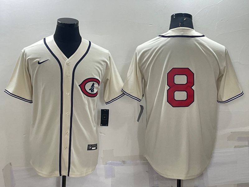 Men’s Chicago Cubs Ian Happ #8 Cream Name Jersey